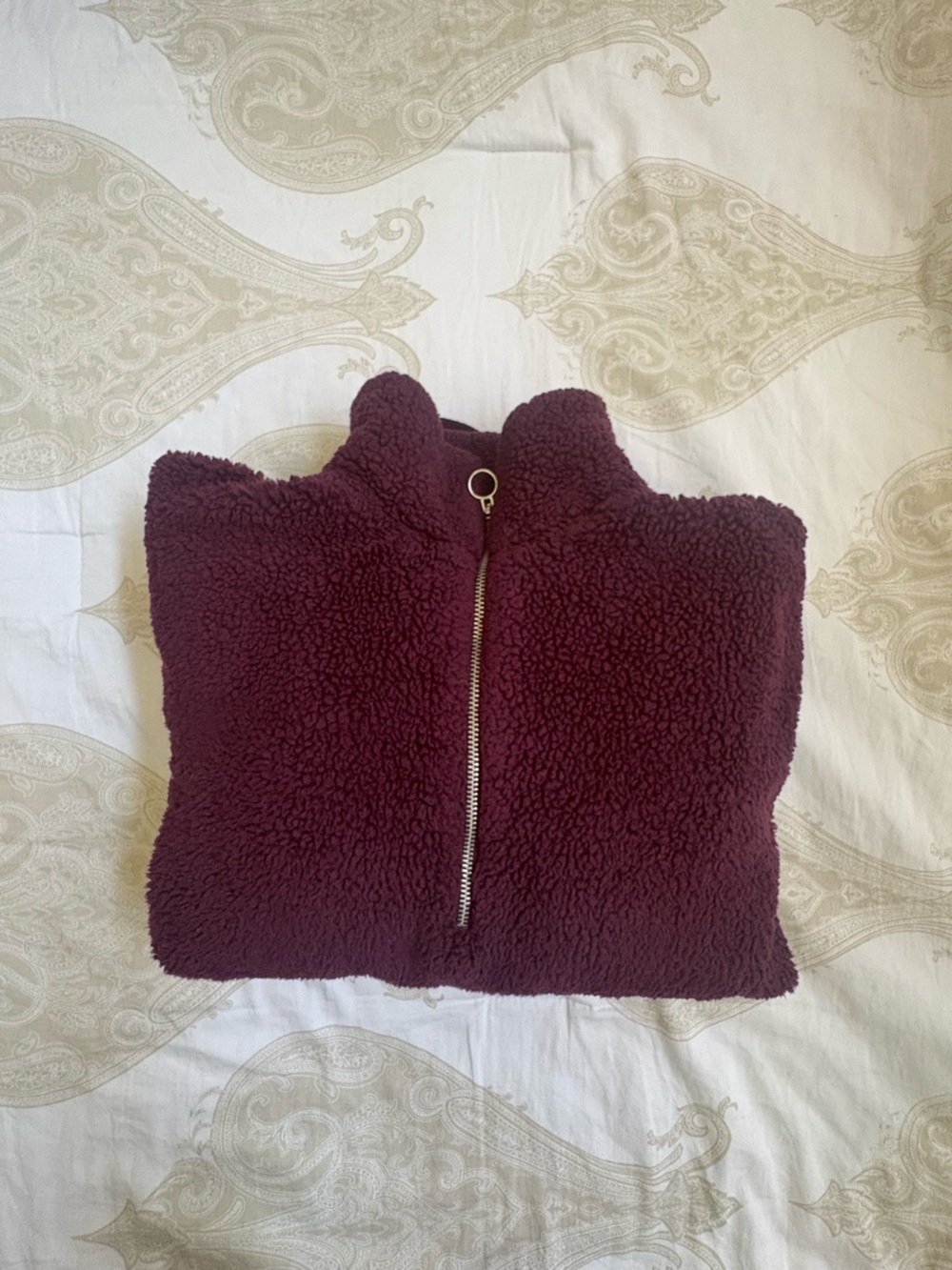 Cozy Zip-Up Sherpa Jacket - Plum/Burgundy